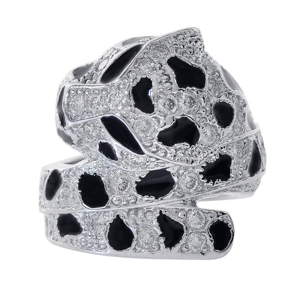 1.00 Carat Diamonds & Black Enamel Panther Ring - Picture 2 of 5